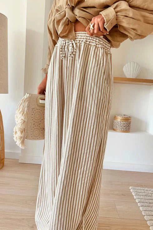 'Lumen' Striped Wide Leg Pants - Celes Fashion